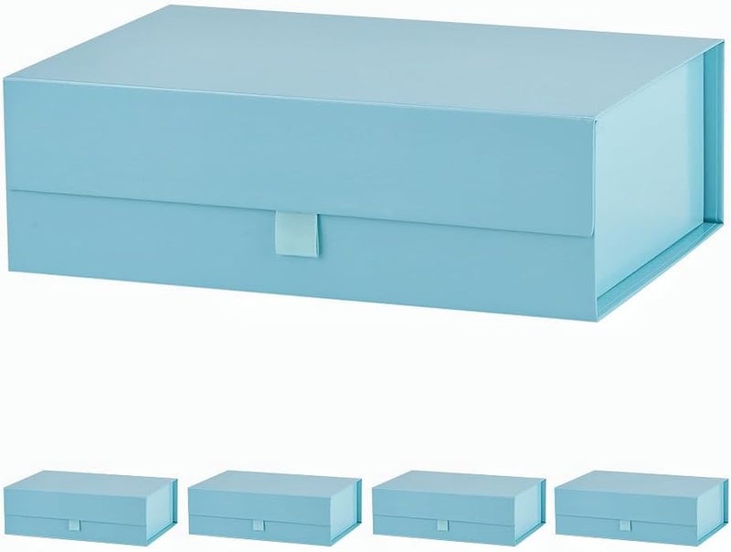 PLINJOY 5 Pcs Blue Gift Box for Presents 10.8x7.5x3.5 Inches Magnetic Gift Boxes with Lid Luxury Gift Box for Rectangle Collapsible for Bridesmaid, Wedding, Birthday Gift Packging - Image 1